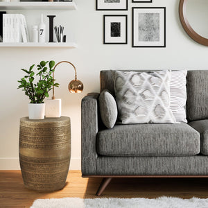 English Elm Johnsen 15" Wide Handcrafted Metal Accent Table With Unique Stone Top In Antique Gold Finish B136P158962