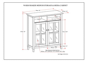 English Elm Warm Shaker Medium Storage Cabinet - Versatile Tv Stand In Tobacco Brown With Glass Doors & Shelves B136P159721-GIGA