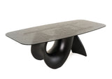 VIG Furniture Modrest Neptune - Modern Grey Wave Glass + Black Dining Table VGVC-T2378