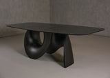 VIG Furniture Modrest Neptune - Modern Grey Wave Glass + Black Dining Table VGVC-T2378