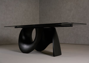 VIG Furniture Modrest Neptune - Modern Grey Wave Glass + Black Dining Table VGVC-T2378