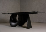 VIG Furniture Modrest Neptune - Modern Grey Wave Glass + Black Dining Table VGVC-T2378