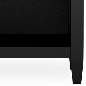 English Elm Carlton Bedside Table - Solid Wood In Black Finish With Spacious Drawers & Open Shelf For Storage B136P158573