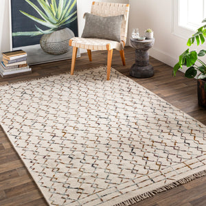 Surya Nettie 2' X 3' Handmade Wool Rug - Global Inspired Elegance, Durable Design For Eclectic Spaces Cream Wool,Viscose Net1001-23