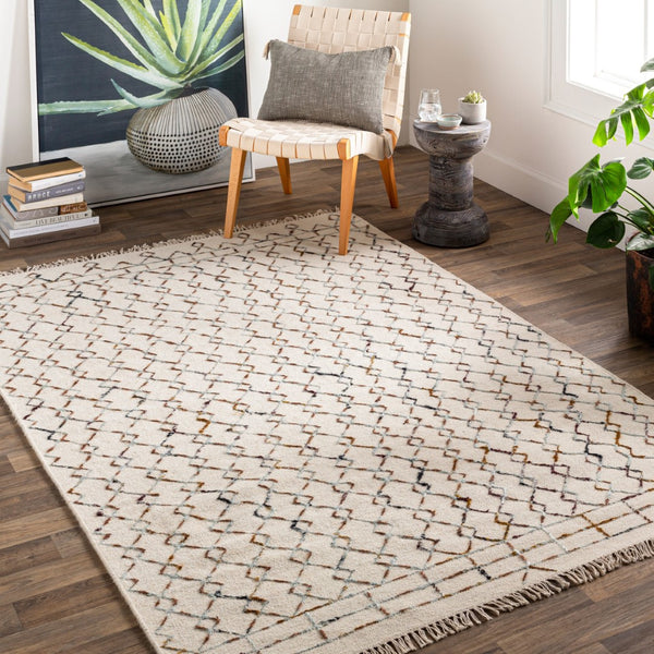 Surya Nettie 2' X 3' Handmade Wool Rug - Global Inspired Elegance, Durable Design For Eclectic Spaces Cream Wool,Viscose Net1001-23