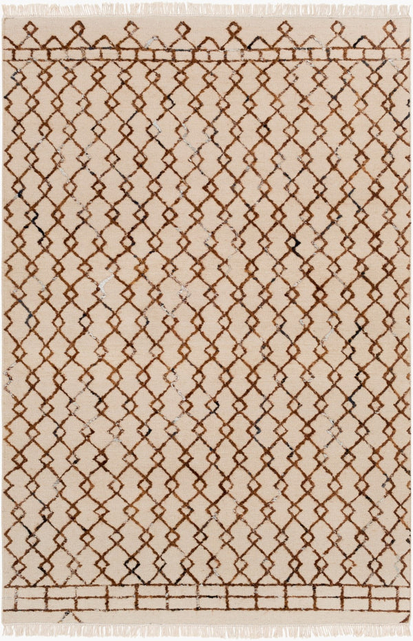 Surya Nettie 2' X 3' Handmade Wool Rug - Global Inspired Elegance, Durable Design For Eclectic Spaces Beige Wool,Viscose Net1002-23