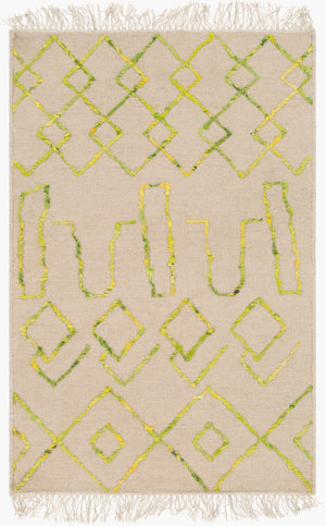 Surya Nettie 2' X 3' Handmade Wool Rug - Global Inspired Elegance, Durable Design For Eclectic Spaces Light Beige Wool,Viscose Net1004-23