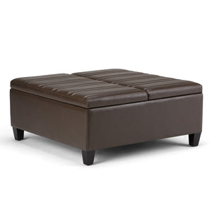 English Elm Ellis Coffee Table Storage Ottoman - Versatile Chocolate Brown Faux Leather For Modern Living Spaces B136P159157
