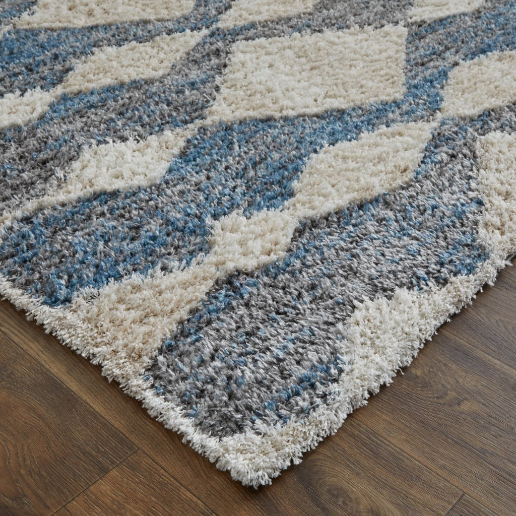 Feizy Rugs Mynka Polyester Machine Made Bohemian & Eclectic Rug Ivory/Gray/Blue 10' x 14'