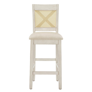 Homelegance By Top-Line Delroy Cane Accent X-Back Counter Height Stools (Set of 2) White Rubberwood