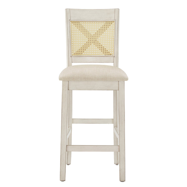 Homelegance By Top-Line Delroy Cane Accent X-Back Counter Height Stools (Set of 2) White Rubberwood