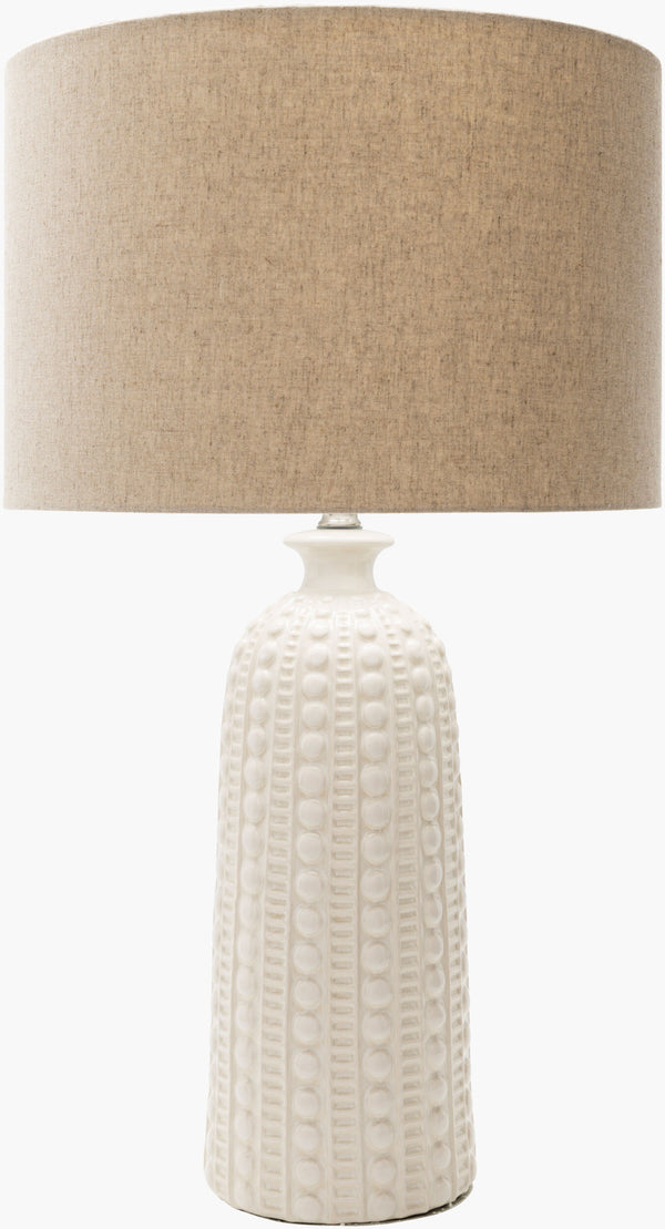Surya Newell Elegant 29" Ceramic Accent Table Lamp With Natural Linen Shade For Traditional Decor Body, White,Finial, White,Harp, Metallic ,Nickel Ceramic,Linen New100-tbl