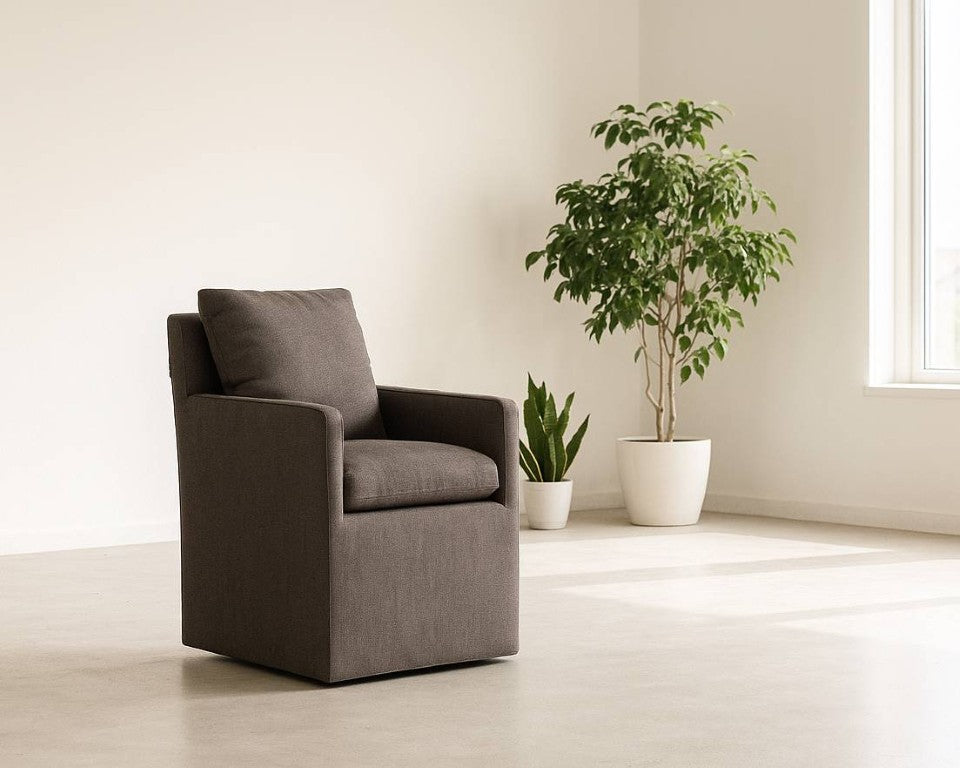 VIG Furniture Newcastle Grey Fabric Dining Chair — Modern Minimalist Upholstered Seat, Plush Foam Comfort, Durable Frame VGKK-KF.Y1051B-GRY