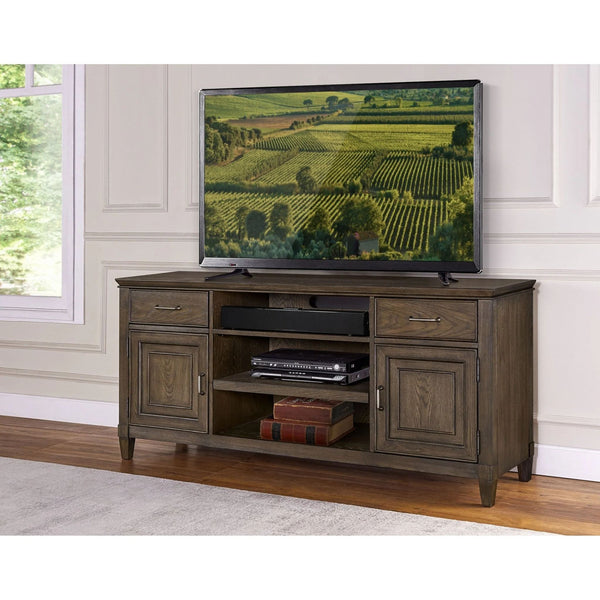 Origins Newport Handcrafted Oak Veneer Tv Console with Drawers and Concealed Media Storage 9003-66