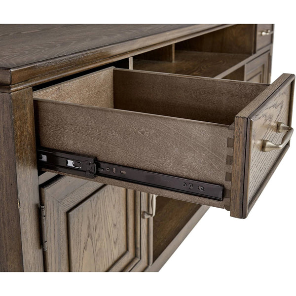 Origins Newport Handcrafted Oak Veneer Tv Console with Drawers and Concealed Media Storage 9003-66