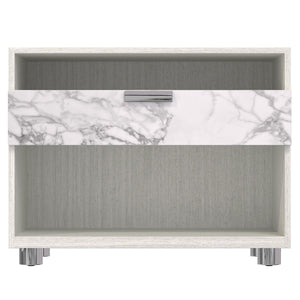 Bernhardt Bernhardt Stratum Nightstand With Arabescato Stone Drawer, Soft-Close, Usb Charging & Polished Nickel Finish 325231
