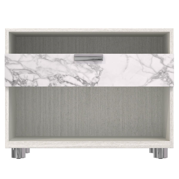 Bernhardt Bernhardt Stratum Nightstand With Arabescato Stone Drawer, Soft-Close, Usb Charging & Polished Nickel Finish 325231