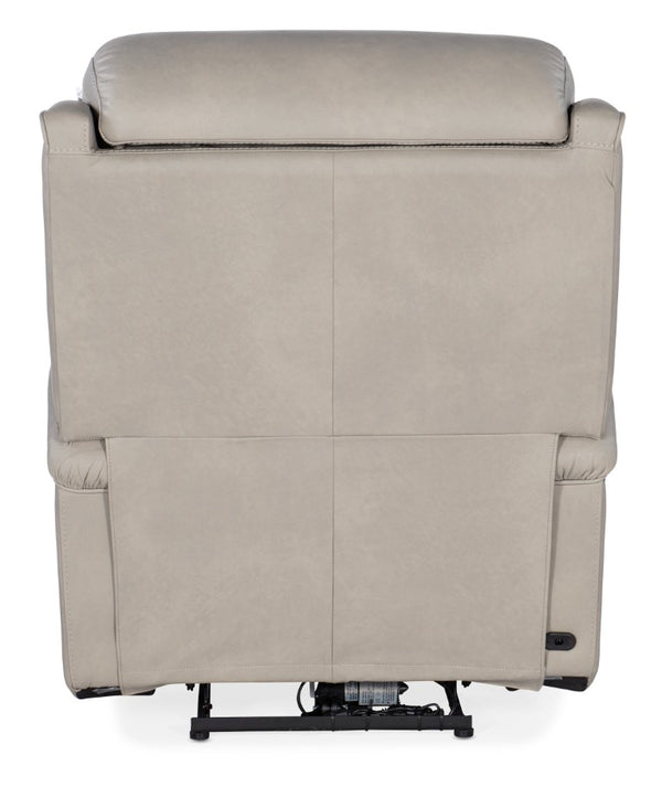 Hooker Furniture Rhea Luxury Zero-Gravity Power Recliner In Sahara Ash Leather With Usb Port, Nailhead Trim Elegance Light Gray SS703-PHZ1-091