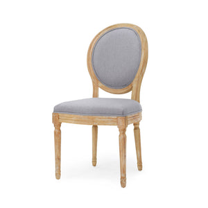 English Elm Kd French Country Rubberwood Dining Chairs Fluted Legs Padded Seat Set of 2 60352.00LGY