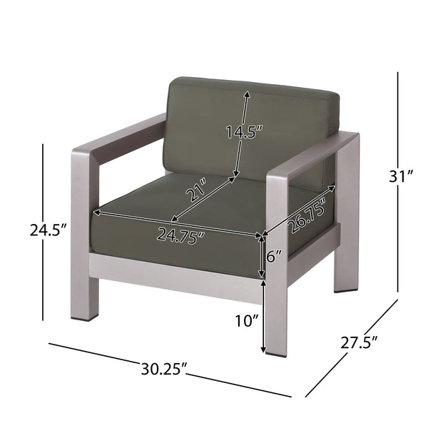 English Elm Christopher Knight Home® - AVIARA Aluminum Club Chair with Deep Seating and Low-Profile Design, Durable 400 lb Capacity, Compact Natural 64077.00