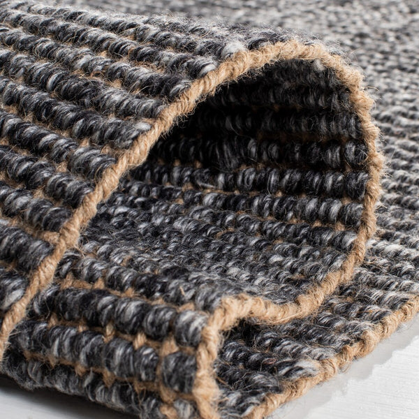 Safavieh Natural Fiber 826 Hand Woven  Rug Charcoal / Natural 8' x 8' Square