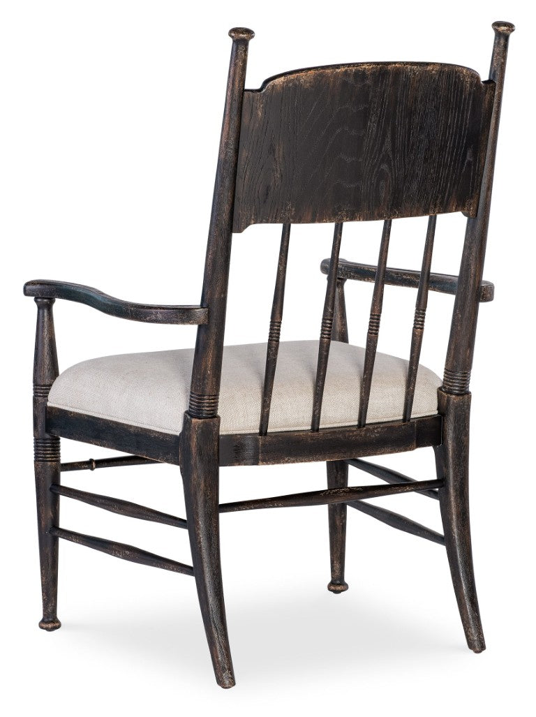 Hooker Furniture Americana Molasses Upholstered Arm Chair With Linen Performance Seat, Spindle Back & Distressed Oak Finish 7050-75300-89