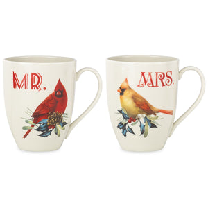 Lenox Winter Greeting 2-Piece Mr & Mrs Mug Set Red & Green, IVORY PORCELAIN 863973