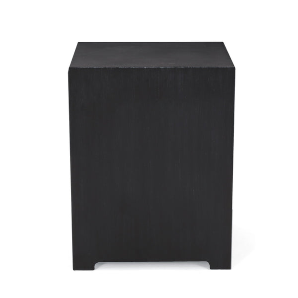 English Elm Propane Tank Cover Outdoor Iron Side Table with Slatted Storage for Fire Pit Patios 67760.00BLKBRS