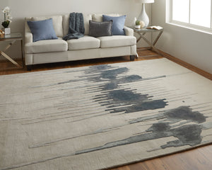 Feizy Rugs Anya Modern Watercolor-inspired Hand-tufted Wool And Viscose Rug For Contemporary Spaces Ivory,Blue,Gray Wool,Viscose Any8882fblumltc50