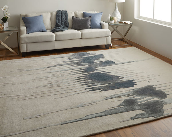 Feizy Rugs Anya Modern Watercolor-inspired Hand-tufted Wool And Viscose Rug For Contemporary Spaces Ivory,Blue,Gray Wool,Viscose Any8882fblumltc50