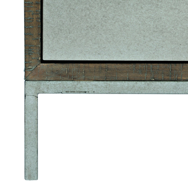 Bernhardt Bernhardt Distressed Pine Drawer Chest With Gray Mist Steel Accents, Push-To-Open Drawers, 50"W X 19"D X 32"H 303115B