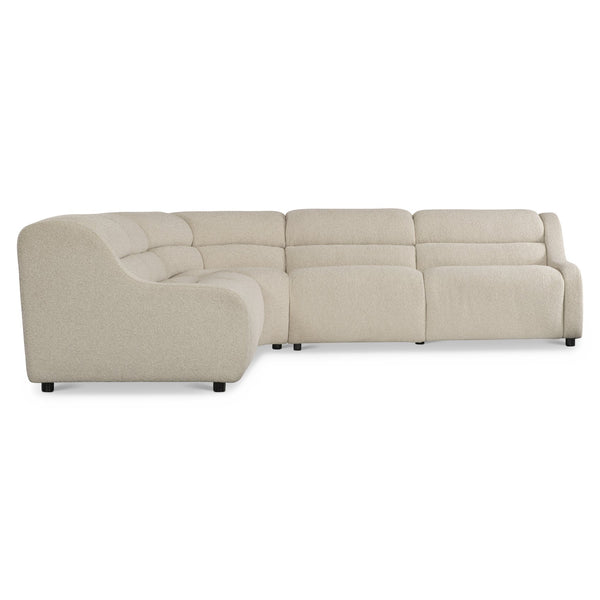 Bernhardt Bernhardt Gio Power Motion Sectional With Channeled Upholstery, Adjustable Headrests, Modern Sculpted Design And Modular Versatility Cream 121" W x 121" D x 33" H K2181