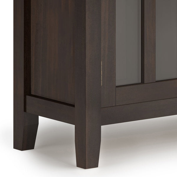 English Elm Artisan Low Storage Cabinet - Handcrafted Tobacco Brown Wood With Glass Doors For Versatile Style B136P158398