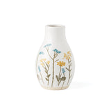 Wildflowers Medium Vase: Stoneware, 28-oz, Decorative Spring Floral Design, 7x3.5