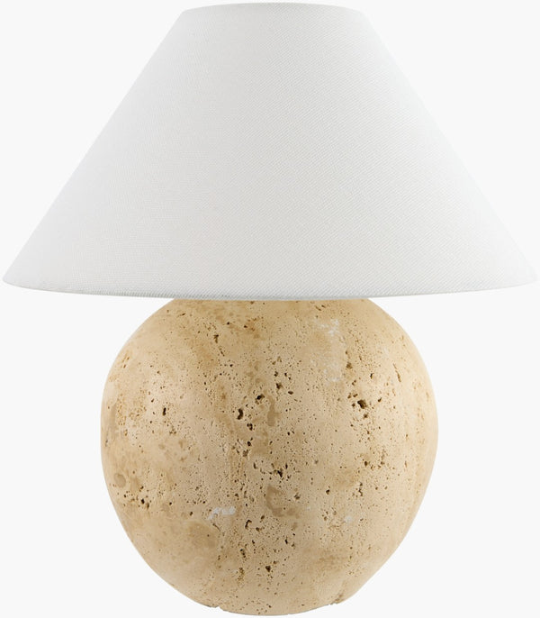 Livabliss Niafunke Travertine Base Table Lamp Arts and Crafts Style with Warm Linen Shade NFK-001