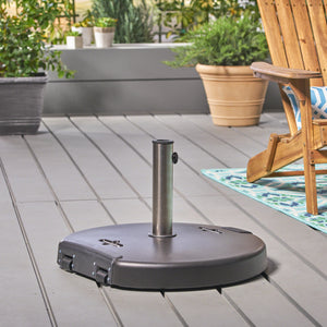 English Elm Christopher Knight Home® - MOTA Concrete Umbrella Base Round 132 lbs – Black, Stainless Steel Collar, Stable 13ft Support 62766.00BLK