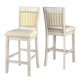 Homelegance By Top-Line Delroy Cane Accent Slat Back Counter Height Stools (Set of 2) White Rubberwood