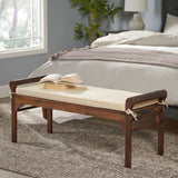 Christopher Knight Home® Acacia Wood Bench with Cushion: Rustic Mahogany/Cream, 47.25