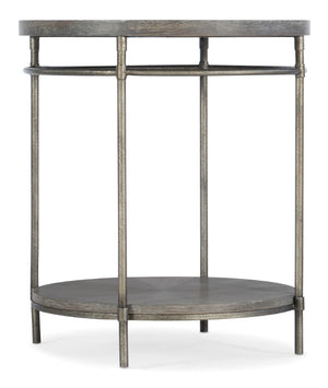 Hooker Furniture Round Starburst End Table With Acacia Top, Metal Frame And Lower Shelf — Warm, Versatile 22" Accent Piece 5903-80114-85