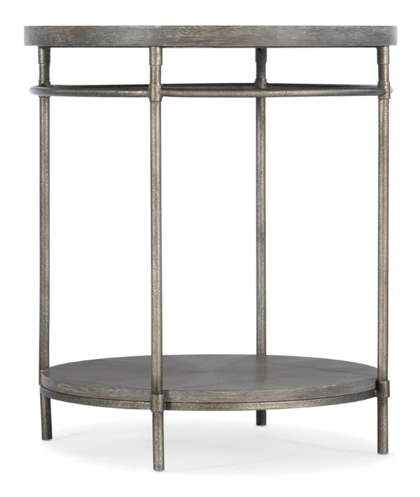 Hooker Furniture Round Starburst End Table With Acacia Top, Metal Frame And Lower Shelf — Warm, Versatile 22" Accent Piece 5903-80114-85