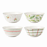 Lenox Bayberry All-Purpose Bowls, Set of 4 Red & Green, IVORY PORCELAIN 895259