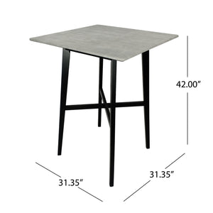 English Elm Christopher Knight Home® - Modern Bar Height Dining Table with Durable High-Pressure Laminate Top and Sleek Rubberwood Legs, Black Finish Cement Grey 65503.00CEM