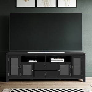 English Elm Cosmopolitan 72" Wide Black Media Stand - Sleek Solid Wood Tv Storage With Modern Design & Organization B136P158551