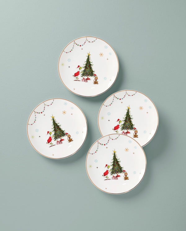 Lenox Merry Grinchmas Dinner Plates, Set of 4 Green, IVORY PORCELAIN 895052