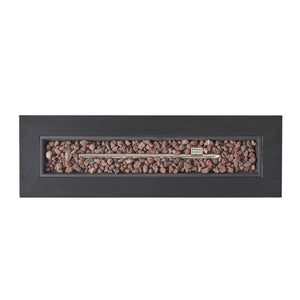 English Elm 40" Outdoor Propane Fire Pit 50000 Btu Powder Coated Iron Rectangular Patio Warmer 62836.00BRN-50K