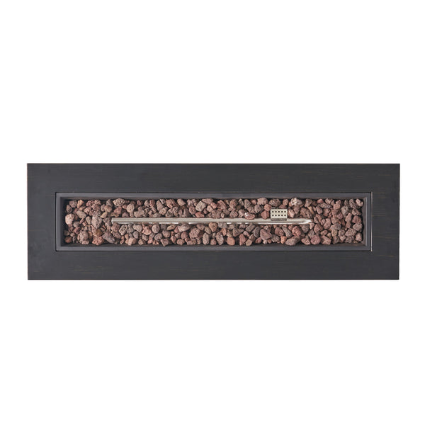 English Elm 40" Outdoor Propane Fire Pit 50000 Btu Powder Coated Iron Rectangular Patio Warmer 62836.00BRN-50K