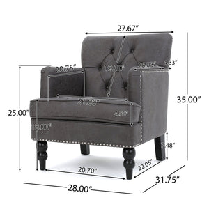 English Elm Christopher Knight Home® - HARRISON Tufted Club Chair with Diamond-Stitched Back, Nailhead Trim and Turned Birch Legs for Comfort and Style Slate 53444.00MFSLA