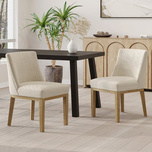 English Elm Dining Chair Set of 2 Solid Wood Textured Fabric Upholstered Farmhouse Modern Style 69408.00FBGE