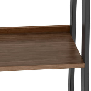 English Elm Sawhorse - Mid-Century Industrial Ladder Shelf With Walnut Veneer & Charcoal Metal Frame - Versatile Storage B136P159591-GIGA