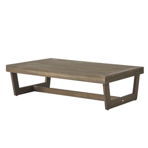 English Elm Christopher Knight Home® - SHERWOOD Coffee Table Grey Wood Outdoor Slatted Top, Quick-Dry, Spacious Rectangular Surface, Sturdy Base 64869.00GRY